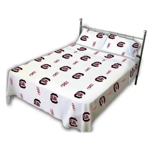 BBB23240164 College Covers SCUSSTWW South Carolina Printed Sheet Set Twin- White
