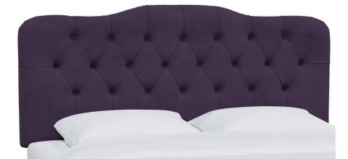 BBB23355910 Skyline Furniture Tufted Velvet Fabric Queen Size Upholstered Headboard - Aubergine Purple (742QVLVABR)