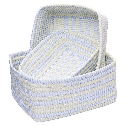BBB20585981 Colonial Mills Ticking Blue Green Nesting Set - Set of 3