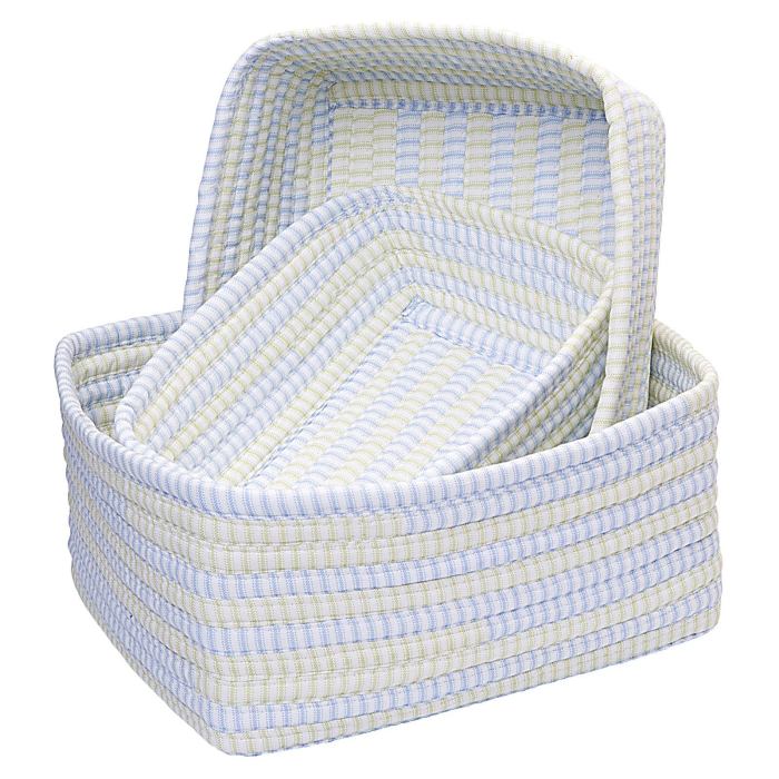 BBB20585981 Colonial Mills Ticking Blue Green Nesting Set - Set of 3