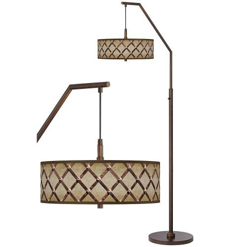 BBB18217680 Giclee Glow Metal Weave Bronze Downbridge Arc Floor Lamp, Brown