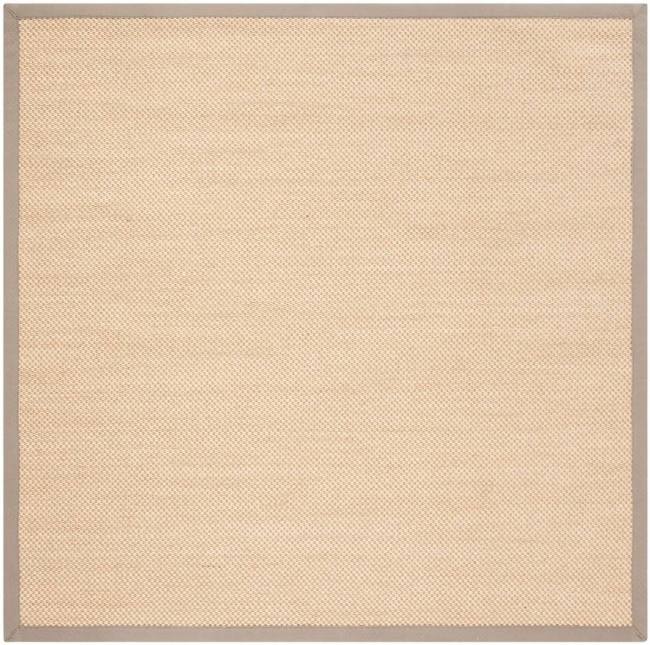 BBB19469504 Safavieh NF141G Natural Fiber Maize / Grey Area Rug - 6' x 6' Square