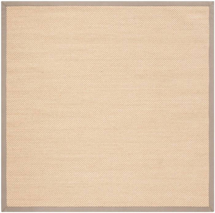 BBB19469504 Safavieh NF141G Natural Fiber Maize / Grey Area Rug - 6' x 6' Square