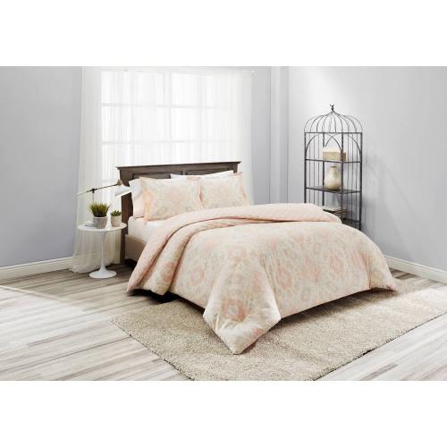 BBB20559271 Marble Hill Ahana Reversible 3-Piece Comforter Set - Coral - King