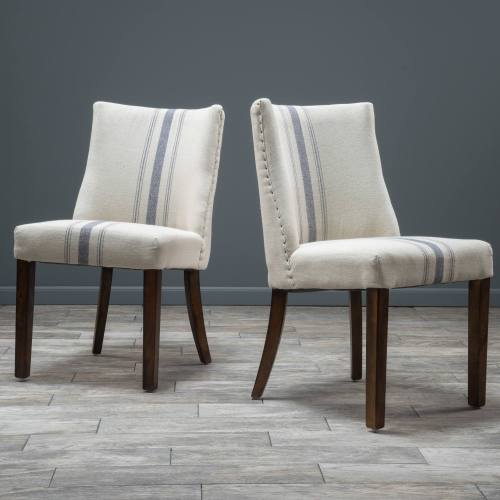 BBB23060035 Rydel Blue Stripe Fabric Dining Chairs (Set of 2)