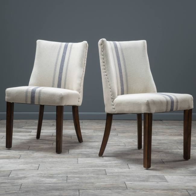 BBB23060035 Rydel Blue Stripe Fabric Dining Chairs (Set of 2)