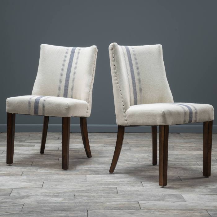 BBB23060035 Rydel Blue Stripe Fabric Dining Chairs (Set of 2)