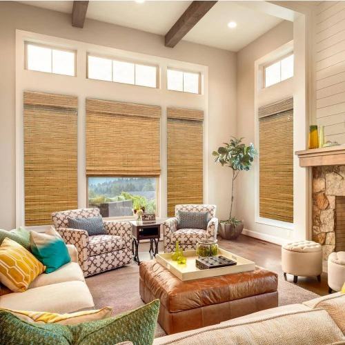 BBB28085635 Home Decorators Collection Cut-to-Size Honey Cordless Light-filtering UV Protection Bamboo Shades 32.5 in. W x 72 in. L