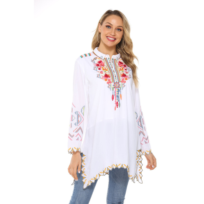 Women's Long Sleeve Blouse Embroidery Bohemia Style