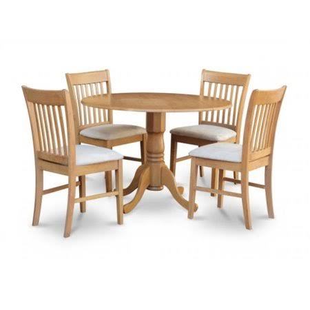 BBB16102271 East West Furniture DLNO5-OAK-C 5pc Kitchen Round Table with 2 Drop Leaves and 4 Slatted-back Chairs with Microfiber Upholstered Seat, Size: 17.50 W x
