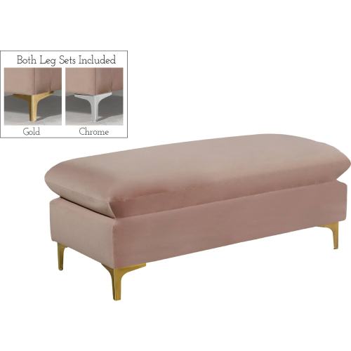 BBB22626610 Meridian Naomi Pink Velvet Ottoman 636Pink-Ott