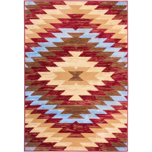 BBB23874897 Well Woven 84807 Miami Alamo Southwestern Red Area Rug