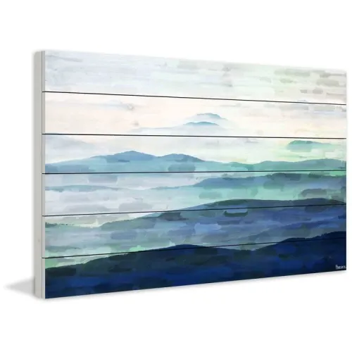 BBB24485830 Parvez Taj Mountain Tops White Wood Wall Art, 16 inch x 24 inch