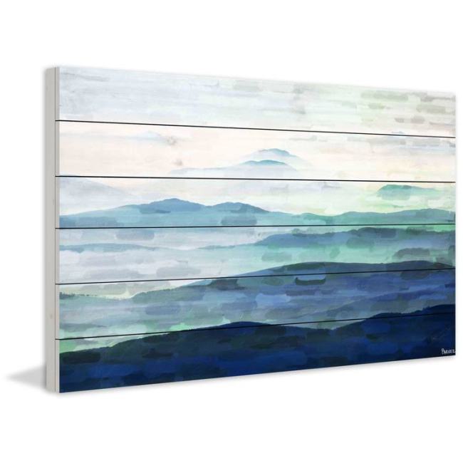 BBB24485830 Parvez Taj Mountain Tops White Wood Wall Art, 16 inch x 24 inch