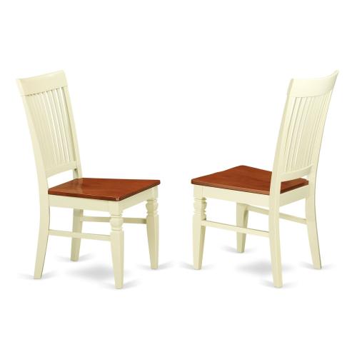 BBB24403682 East West Furniture Set of 2 Chairs Wec-bmk-w Weston Dining Wood Seat Chair with Slatted Back in Black Finish