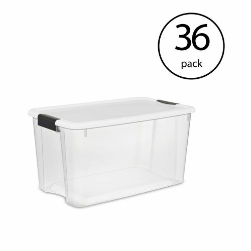 BBB24962345 Sterilite 70 Quart Ultra Latch Storage Box with Lid & See-Through Base (36 Pack)