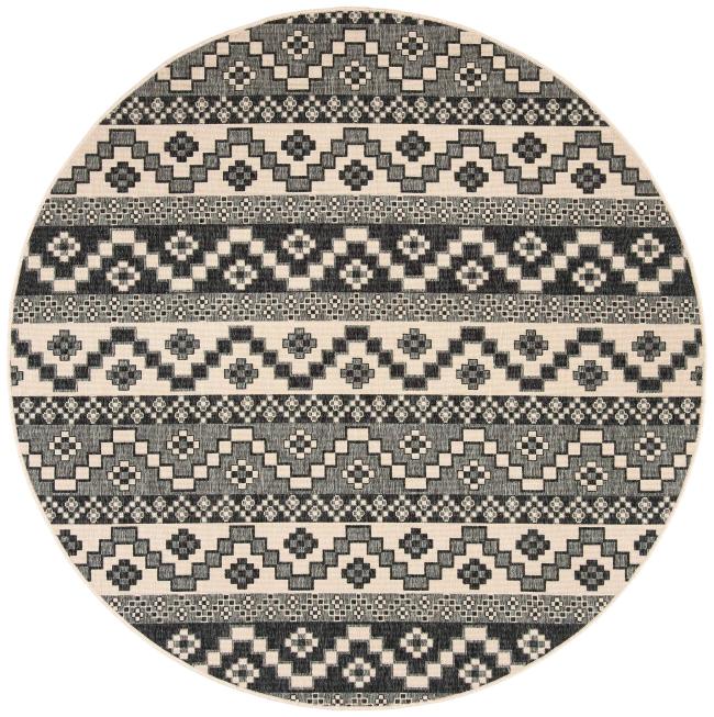 BBB20105414 Safavieh Veranda Rudy Indoor/ Outdoor Rug - 6'7inch x 6'7inch Round - Grey/Beige