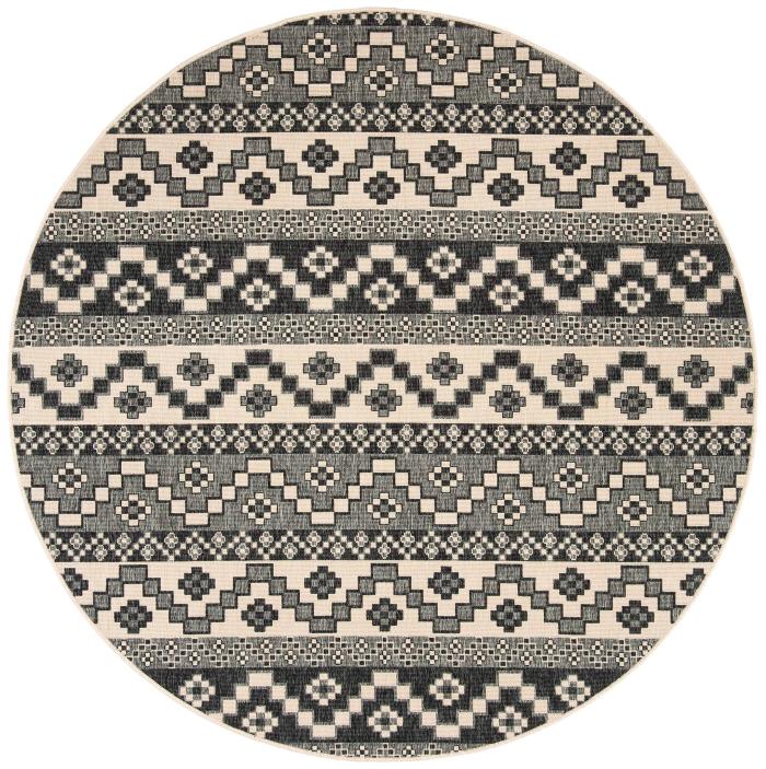 BBB20105414 Safavieh Veranda Rudy Indoor/ Outdoor Rug - 6'7inch x 6'7inch Round - Grey/Beige