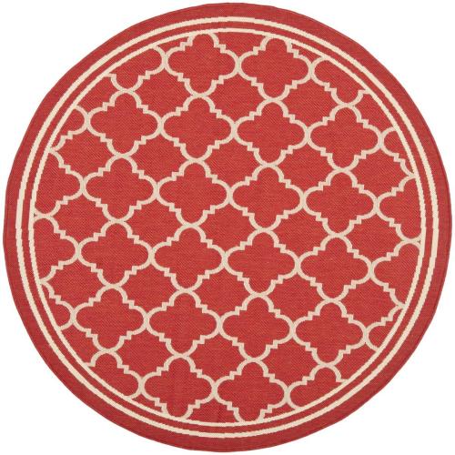 BBB15884460 Safavieh Courtyard CY6918-248 Red / Bone Rug 6'7inch x 6'7inch Round