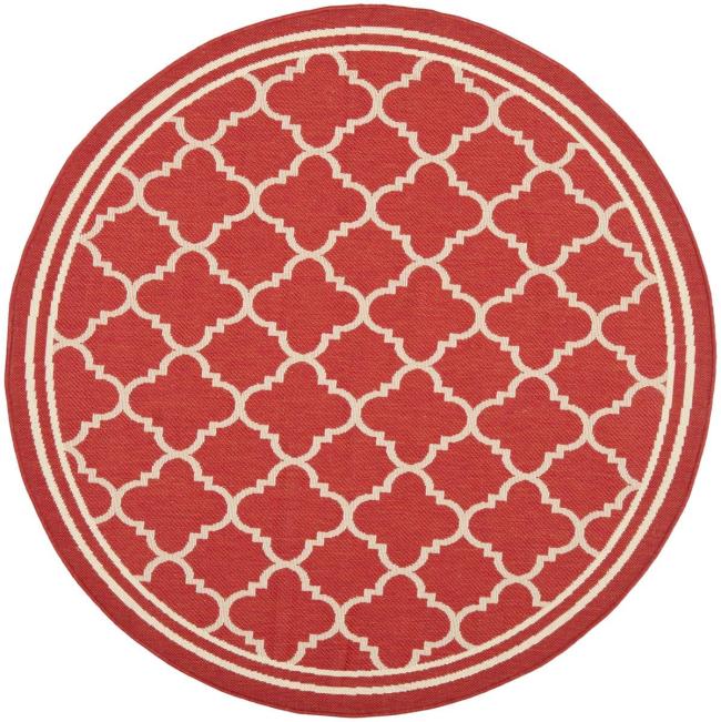 BBB15884460 Safavieh Courtyard CY6918-248 Red / Bone Rug 6'7inch x 6'7inch Round