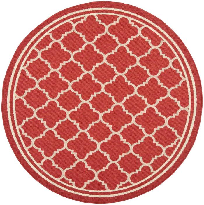 BBB15884460 Safavieh Courtyard CY6918-248 Red / Bone Rug 6'7inch x 6'7inch Round