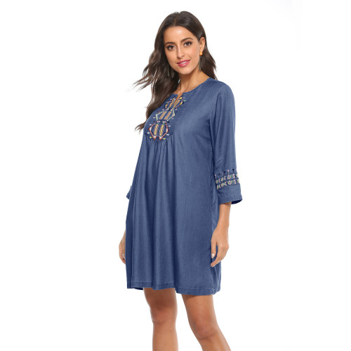 Women's Embroidered Dress Boho Style Cowgirl Style