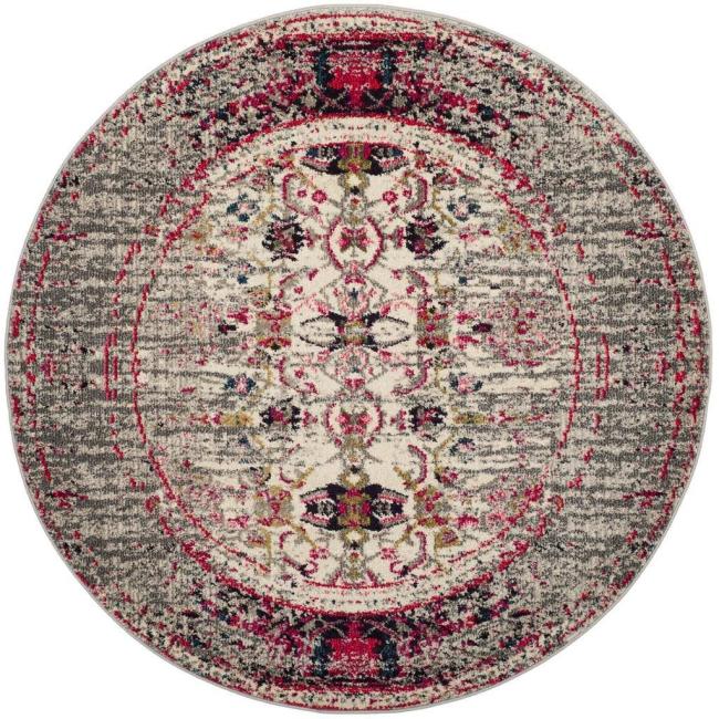 BBB15617677 Safavieh Monaco MNC209T Grey / Ivory Rug 9' x 9' Round