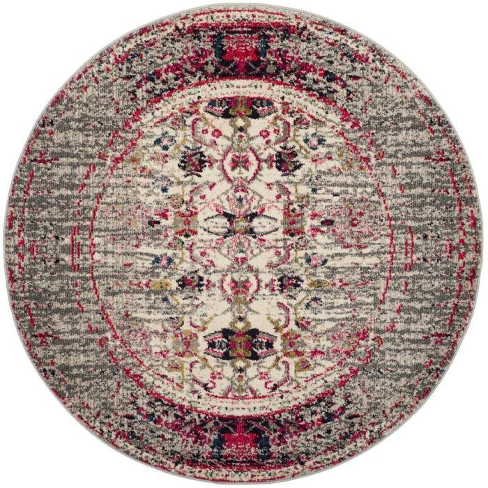 BBB15617677 Safavieh Monaco MNC209T Grey / Ivory Rug 9' x 9' Round