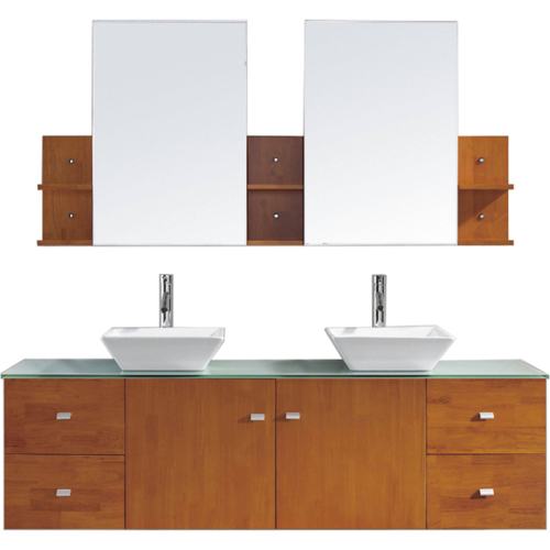 BBB18444751 Virtu USA Clarissa 72-in. Double Bathroom Vanity Honey Oak Glass