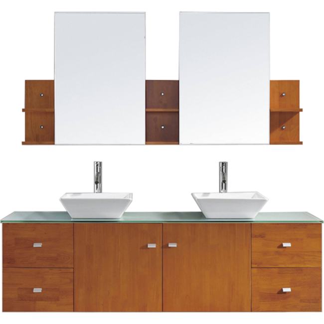 BBB18444751 Virtu USA Clarissa 72-in. Double Bathroom Vanity Honey Oak Glass