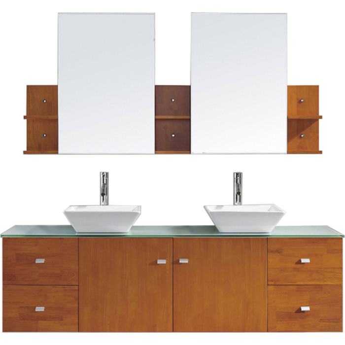 BBB18444751 Virtu USA Clarissa 72-in. Double Bathroom Vanity Honey Oak Glass