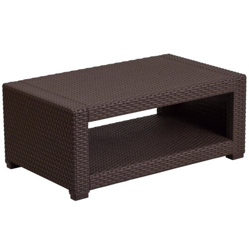 BBB25036200 Flash Furniture Chocolate Brown Rattan Coffee Table