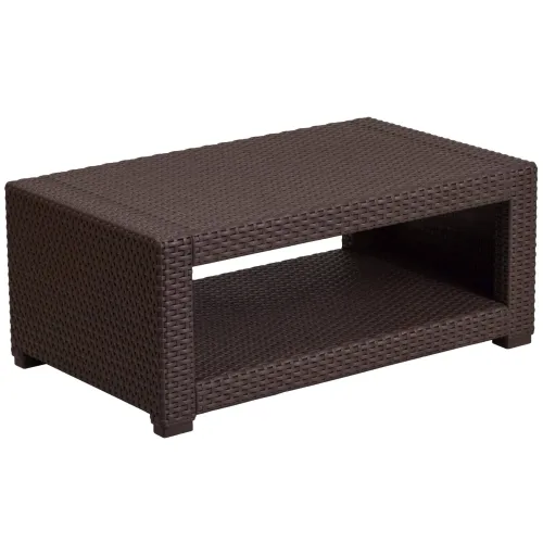BBB25036200 Flash Furniture Chocolate Brown Rattan Coffee Table