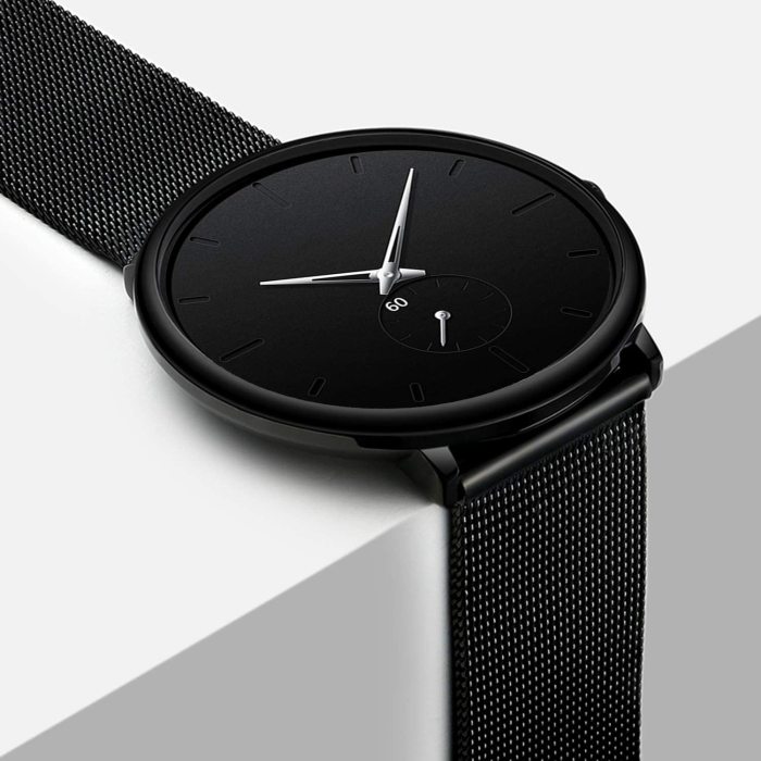 Mens Watches Ultra-Thin Minimalist Waterproof - Fashion Wrist Watch for Men Unisex Dress with Stainless Steel Mesh Band