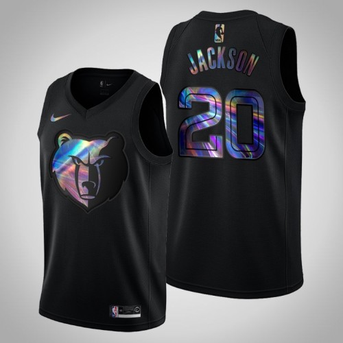 Grizzlies Josh Jackson Black Iridescent Logo Holographic Hardwood Classics Jersey