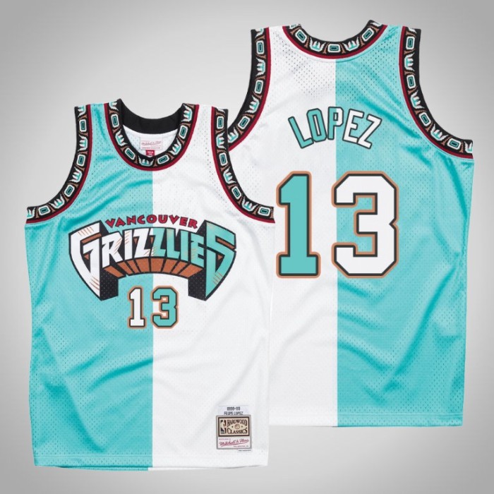 Grizzlies Felipe Lopez White Teal Split Hardwood Classics Jersey