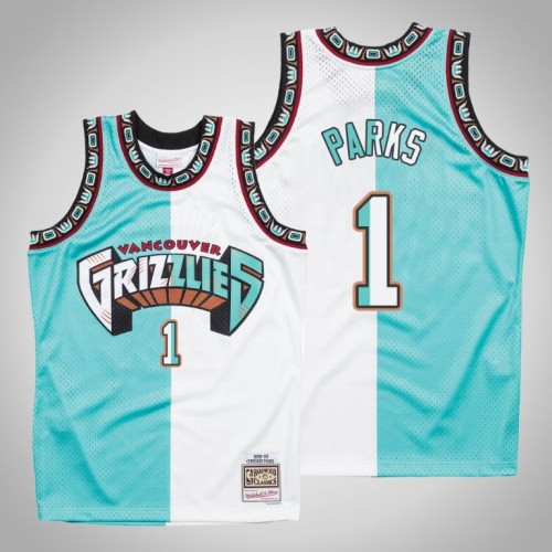 Grizzlies Cherokee Parks White Teal Split Hardwood Classics Jersey