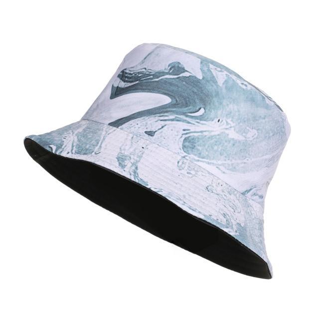 New Kpop Bucket Hat Women Embroidery Letters Double Side Cotton Reversible Sun Protection Cap Men's Panama Hat Fisherman Hats