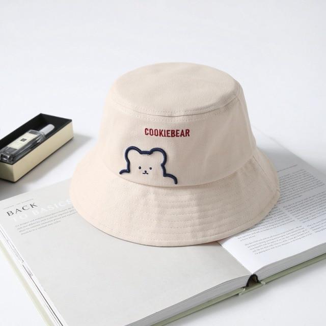 New Kpop Bucket Hat Women Embroidery Letters Double Side Cotton Reversible Sun Protection Cap Men's Panama Hat Fisherman Hats