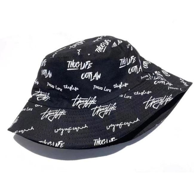 New Kpop Bucket Hat Women Embroidery Letters Double Side Cotton Reversible Sun Protection Cap Men's Panama Hat Fisherman Hats