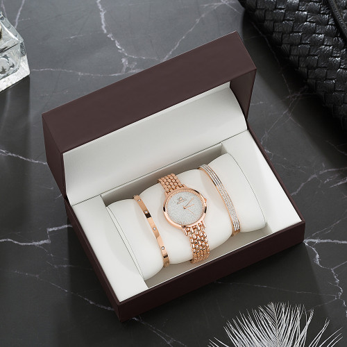 2020 luxury watch sets women's gold wristwatches with stainless steel bracelet fashion diamond gift set free shipping