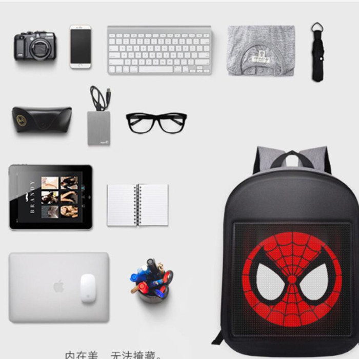 smart LED screen display backpack waterproof creative billboard DIY school bags