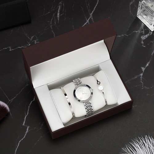 luxury diamond watch and bracelet set womens fashion jewelry gift set for girlfriend ladies casual quartz wristwatch