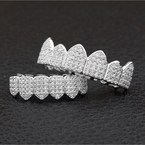 iced out grillz 18K gold plated CZ diamond bling hip hop grillz with extra molding bars