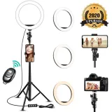 Copy 8 LED Selfie Ring Light for Live Stream/Makeup/YouTube Tik Tok Video, Dimmable Beauty Ringlight with Tripod Stand
