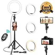 Copy 8 LED Selfie Ring Light for Live Stream/Makeup/YouTube Tik Tok Video, Dimmable Beauty Ringlight with Tripod Stand