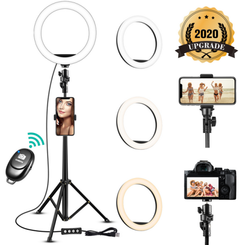 Copy 8 LED Selfie Ring Light for Live Stream/Makeup/YouTube Tik Tok Video, Dimmable Beauty Ringlight with Tripod Stand