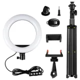 Copy 8 LED Selfie Ring Light for Live Stream/Makeup/YouTube Tik Tok Video, Dimmable Beauty Ringlight with Tripod Stand