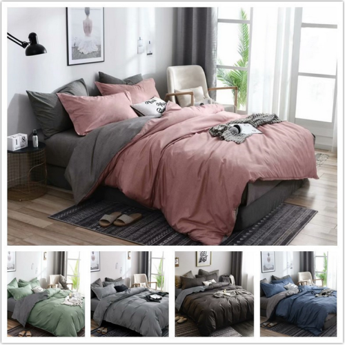 duvet cover king 100% washed microfiber 3 piece bedding sets solid color