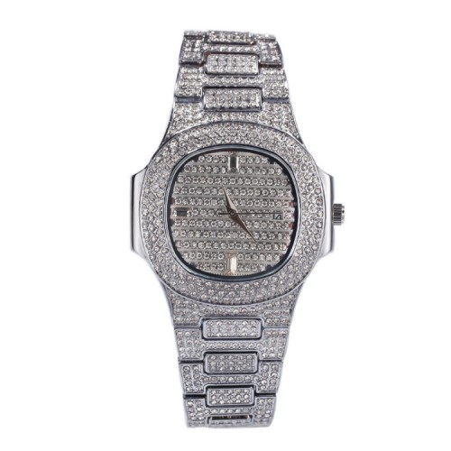 Men's iced out 18K gold watch with zirconia crystals quartz movement 38mm